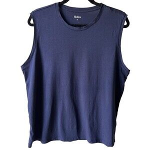 Quince Muscle Tank Navy Blue Sleeveless T-Shirt XL Cotton Blend Crew Neck